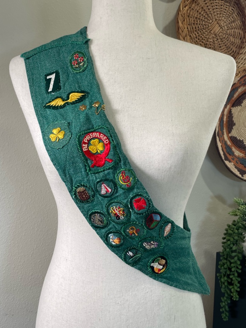 Vintage 1940's Girl Scout Uniform Merit Sash Badges Patches Pins Lot Troop 7